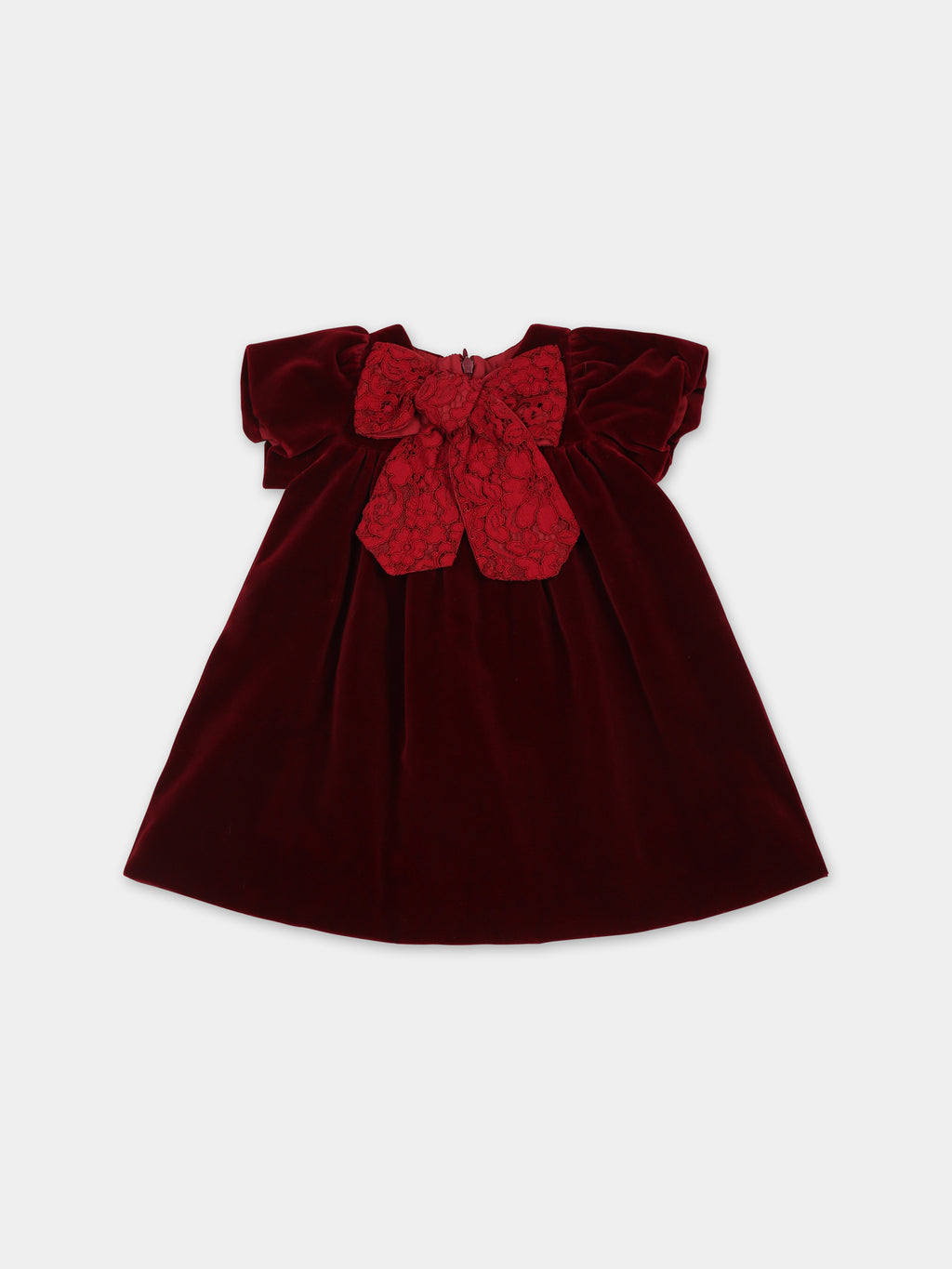 Burgundy dress for baby girl with bow